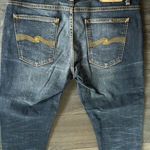 Nudie Jeans Slim Straight Dark Blue Denim with Gold Stitching